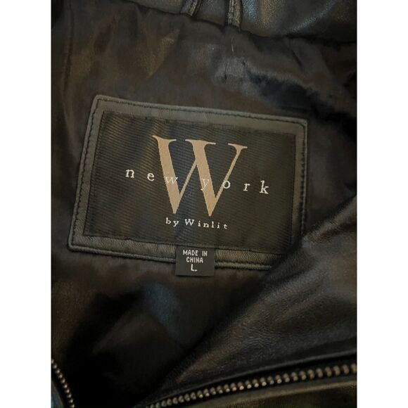 Vintage New York by Winlit women's black leather jacket. Size L. - Picture 9 of 10